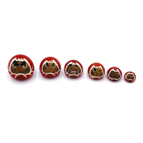 Other - Japanese Daruma Kokeshi Doll Hand Painted Wooden Set of 6 Red